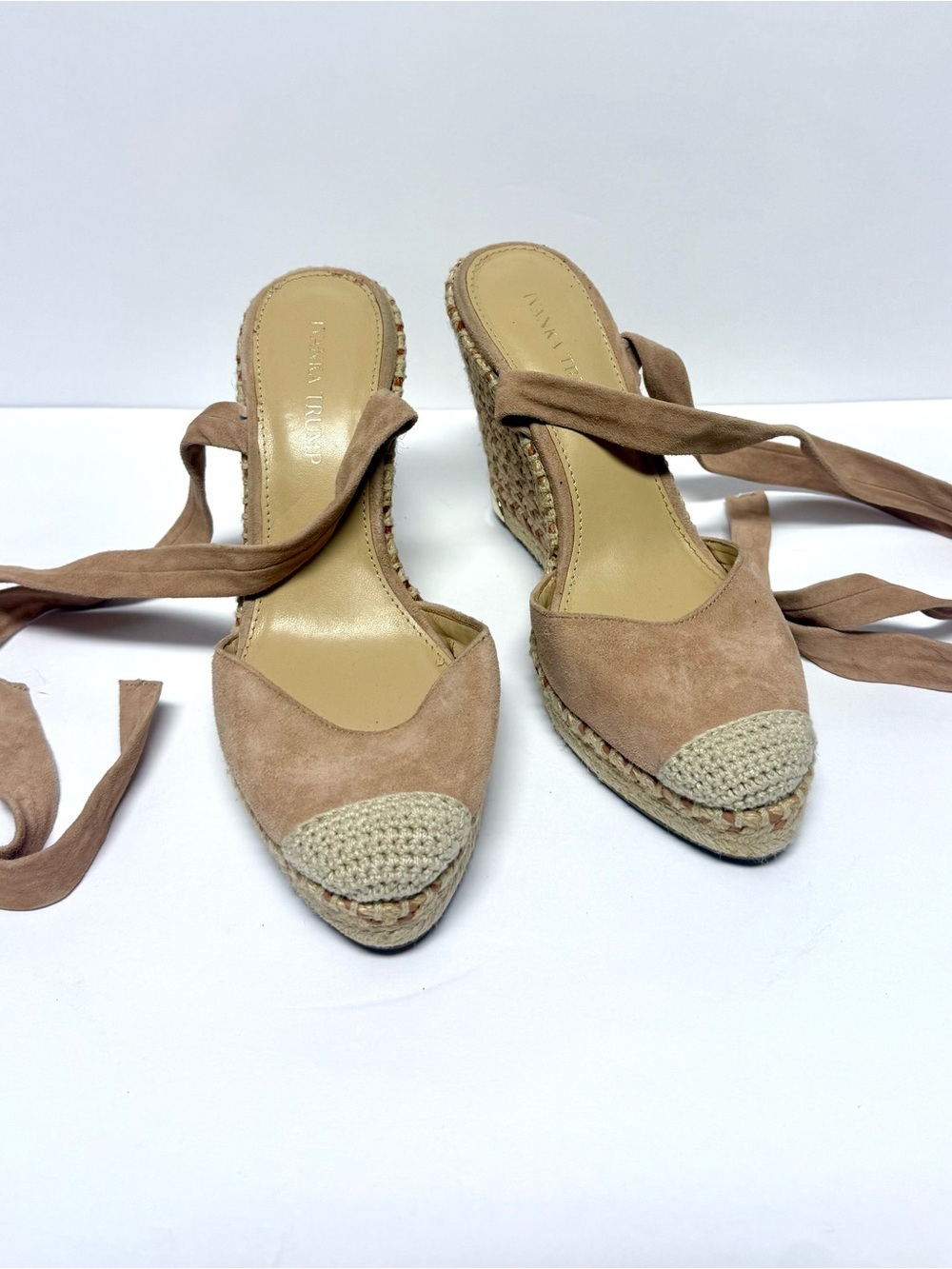 Women's Ivanka Trump 'Winikka' Rose Suede Espadrille Wedge Sandals Sz 9